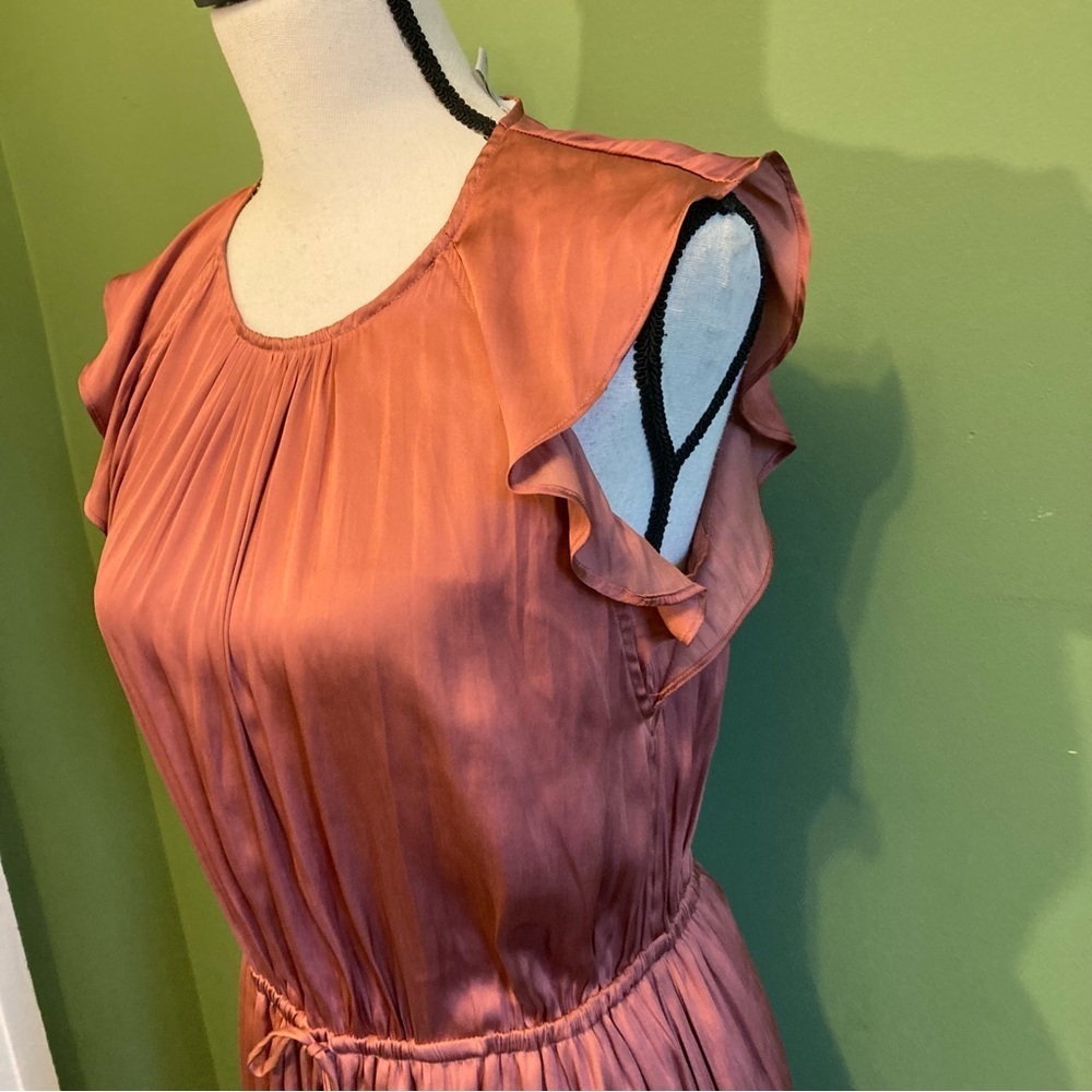 H&M Rust Ruffle Mini Dress SIZE 10 - Picture 5 of 11